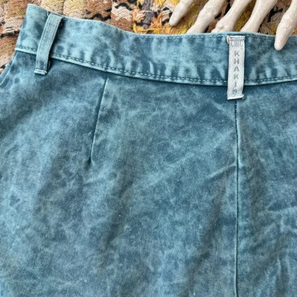 💀 SOLD 💀 Vintage 80s Teal Blue Acid Wash High Waisted Pleated Trousers ~ Size 28 - Picture 7 of 8
